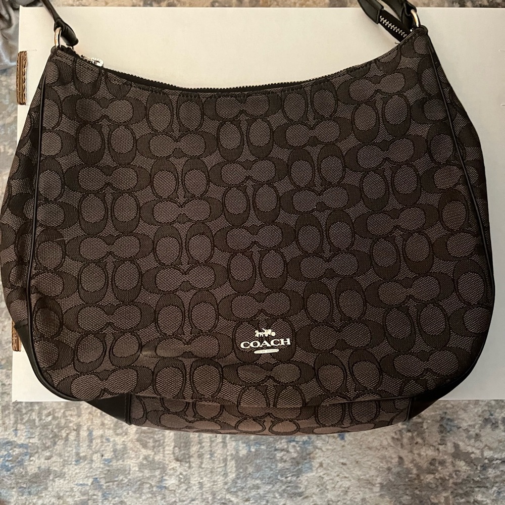 Coach Brown Hobo Bag with Signature Monogram